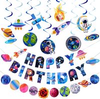 Dekoracje urodzinowe kosmos zestaw planety baner girlanda dla dzieci