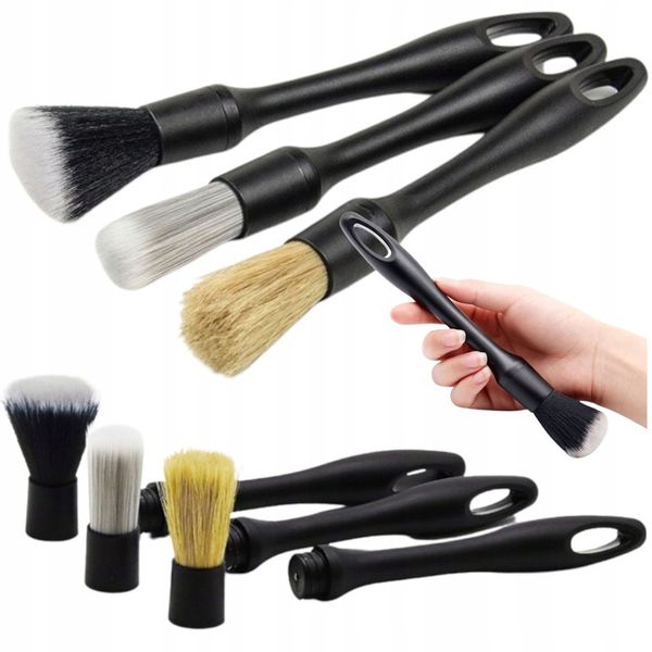 PĘDZLE PĘDZELKI DETAILINGOWE DO KOKPITU WNĘTRZA AUTA ZESTAW TRZY RODZAJE zdjęcie 1