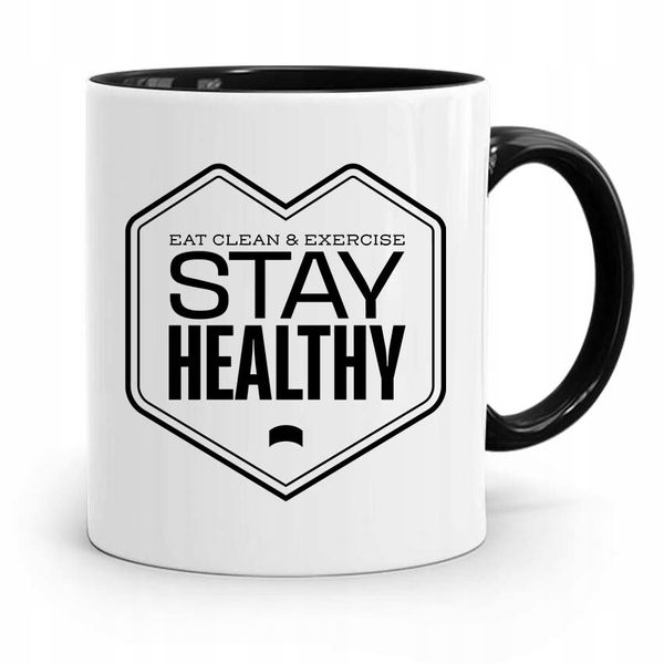 Kubek Czarny Dla Doktora Lekarza Stay Health Z Nadrukiem Ze Zdjęciem zdjęcie 1