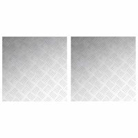 Płytki w Szachownicę 2 pcs Srebrny 50 x 50 cm Aluminium