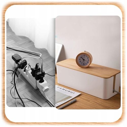 ORGANIZER NA KABLE POJEMNIK PUDEŁKO LISTWE KABLI PRZEWODY DREWNIANA na Arena.pl