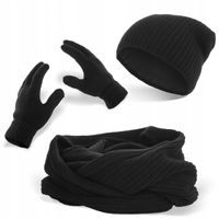 KOMPLET ZIMOWY CZAPKA U3 + KOMIN T2 + RĘKAWICZKI G1 - CZARNY