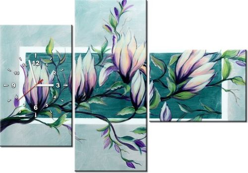 100CM 70CM ZEGAR 3 ELEM SŁODYCZ MAGNOLII JASNEJ ZIELENI ŚCIENNY OBRAZ na Arena.pl