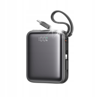 Powerbank 10000mAh 22.5W z wbudowanymi kablami USB-C Lightning - czarny