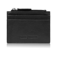 skórzane etui na karty z kieszonką na suwak rfid czarne
