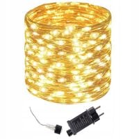 LAMPKI DRUCIKI 100 LED 13m ZEW/WEW MIKRO NA PRĄD 8 FUNKCJI CIEPŁE ZASILACZ