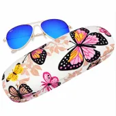 Etui ochronne twarde pokrowiec na okulary futerał sztywny zamykany motyle