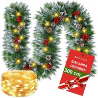 OŚNIEŻONA GIRLANDA ŚWIĄTECZNA CHOINKOWA SZTUCZNA CHOINKA + 100 LED 300 cm