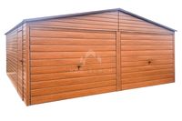 Garaż Blaszany 6x6m 2x Brama Uchylna Drzwi Drewnopodobny Dach NB102
