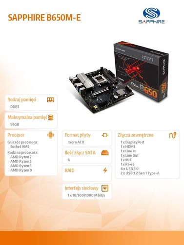 Płyta główna SAPPHIRE B650M-E na Arena.pl