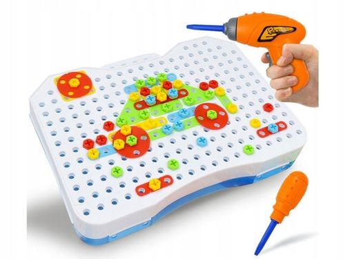 WKRĘTARKA ZESTAW KONSTRUKCYJNY dla dzieci ŚRUBKI 3D Kolorowe klocki Kuferek na Arena.pl