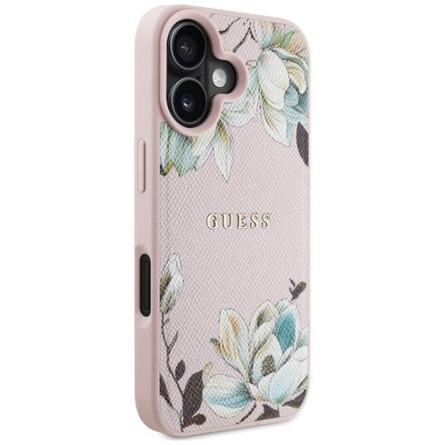 Guess Grained Printed Flower Pattern MagSafe - Etui do iPhone 16 (różowy) na Arena.pl