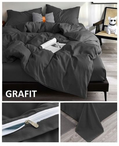 KOMPLET POŚCIELI 140x200 2x POSZEWKI 70x80 MIKROFIBRA GŁADKA MIĘKKA CZARNA na Arena.pl