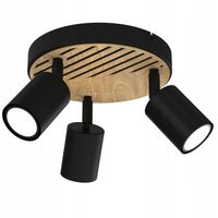 PLAFON LAMPA SUFITOWA SPOT LUMINEX TERRA 9961 CZARNY / DREWNO