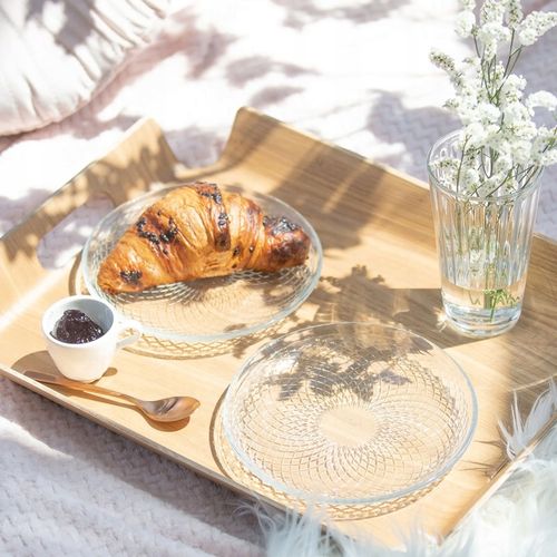 Szklane TALERZYKI Deserowe NA CIASTO Przekąski 4x17 cm Przezroczyste na Arena.pl