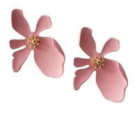 Duże kolczyki kwiaty różowe PASTELOWE jasne złote płatki uniwersalne ładne