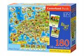 MAPA EUROPY Puzzle 180el. + QUIZ 32el. CASTORLAND