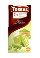 Biała czekolada z herbatą matcha bez cukru, 75 g - Torras