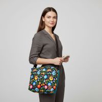 Torebka Na Ramię z Motywem Ludowych Kwiatów i Turkusową Ekoskórą – Handmade