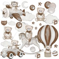 Naklejki Dla Dzieci Misie Gwiazdy Balonu Koń Na Biegunach Zestaw 120x60cm