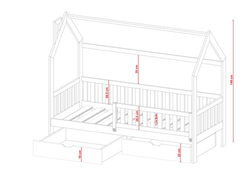 Łóżko parterowe domek Natan 80x160 na Arena.pl