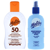 Malibu SPF50 Wodoodporny Balsam 200ml + Balsam W Sprayu Po Opalaniu