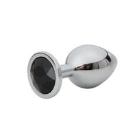 silver small butt plug with black diamond