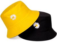 Kapelusz Czapka BUCKET HAT dwustronny stokrotka KR1_Żółtoczarny