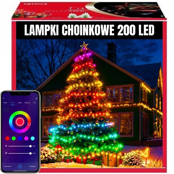 INTELIGENTNE Lampki Choinkowe 200LED SMART FLASH Bluetooth Apka PILOT 20m zdjęcie 1