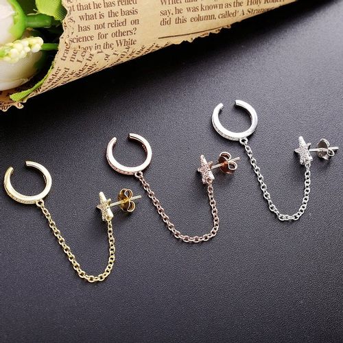 MD srebrna nausznica kolczyk łańcuszek S925 | M2 na Arena.pl