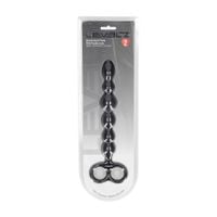 beaded silicone anal probe with double loop - black