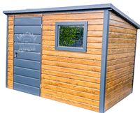 Schowek - Domek ogrodowy 3x2m Okno Drewnopodobny - dach spad w tył ID655