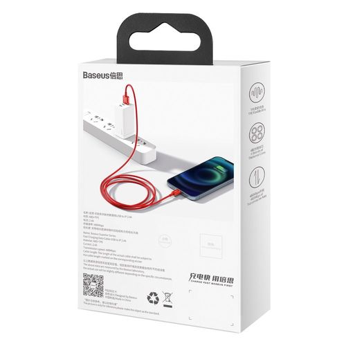 superior kabel przewód do iphone usb - lightning 2.4a 1m czerwony na Arena.pl
