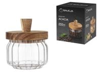 Pojemnik szklany cukiernica cukierniczka ACACIA pokrywka z drewna akacjowego