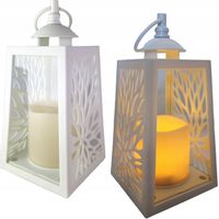 LATARENKA LAMPION AŻUROWA ZE ŚWIECĄ LED ŚWIECA BIAŁY NA BATERIE WKŁAD