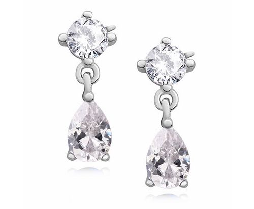 Eleganckie rodowane srebrne wiszące kolczyki łezki białe cyrkonie srebro 925 Z1096E_W na Arena.pl