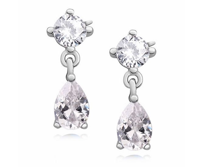 Eleganckie rodowane srebrne wiszące kolczyki łezki białe cyrkonie srebro 925 Z1096E_W zdjęcie 1