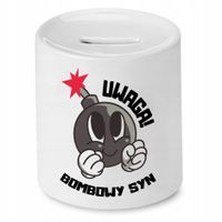 Skarbonka Dla Syna Uwaga! Bobmowy Syn Prezent Z Nadrukiem Ze Zdjęciem