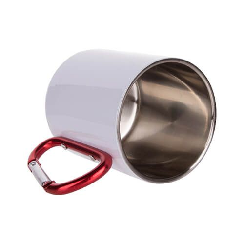 Kubek metalowy 300 ml do sublimacji z uszkiem karabińczykiem - biały na Arena.pl