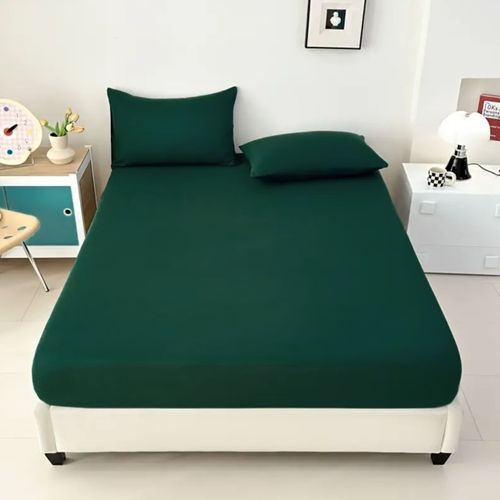 PRZEŚCIERADŁO Z GUMKĄ 200x220 NA MATERAC MIĘKKIE GŁADKIE Z BAWEŁNĄ CIEMNY ZIELONY na Arena.pl