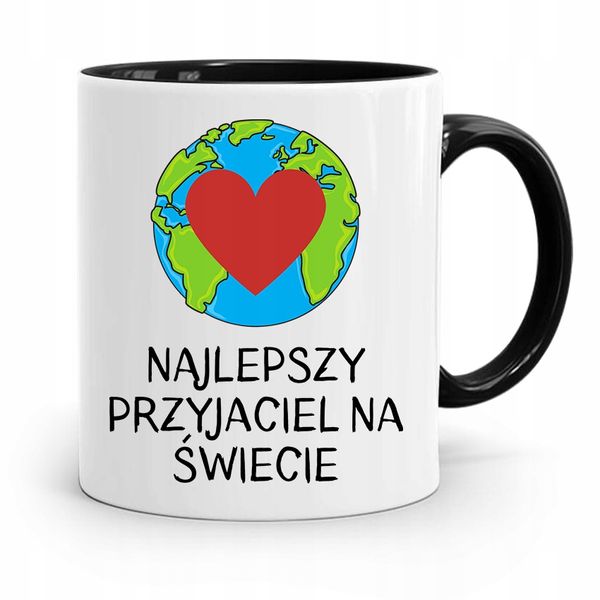 Kubek Czarny Dla Przyjaciela Najlepszy Na Świecie Z Nadrukiem Ze Zdjęciem zdjęcie 1