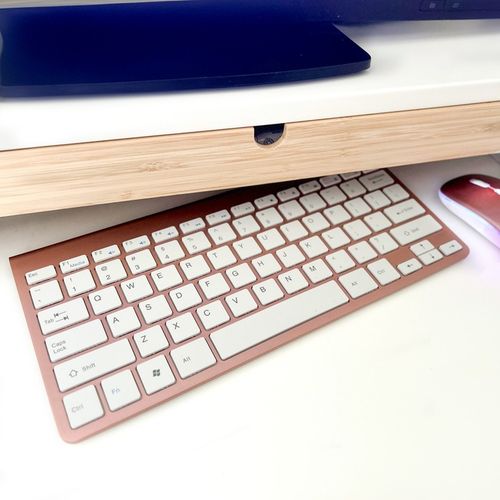 Klawiatura bezprzewodowa rose gold do komputera QWERTY różowa mała bez num na Arena.pl