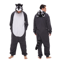 Piżama Jednoczęściowa Onesie Kigurumi Kombinezon Ciepła Szop Szary S