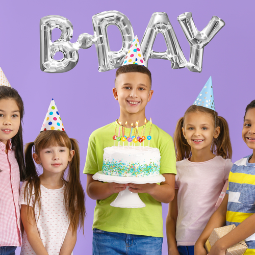 balon foliowy ogromny napis b-day srebrny urodziny 66 cm x 22 cm na Arena.pl