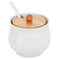 cukiernica cukierniczka ceramiczna z łyżeczką biała 139684