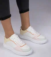Biało-żółte sportowe sneakersy z ekoskóry Lavilia 39