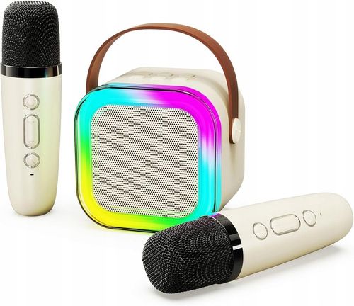 GŁOŚNIK BLUETOOTH PRZENOŚNY KARAOKE RGB 2 MIKROFONY MINI JACK USB SD na Arena.pl
