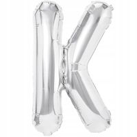 Balon Foliowy w Kształcie Litery K Srebrny 40 cm