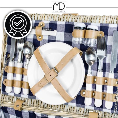 Wiklinowy kosz koszyk piknikowy 4 osób sztućce kieliszki prezent dzień ojca na Arena.pl