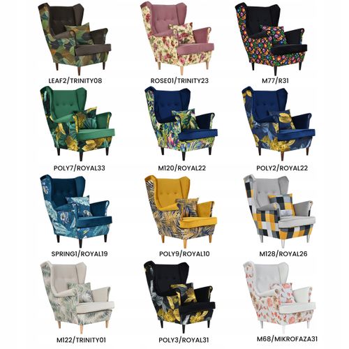 Fotel uszak Ari Print Duo skandynawski Family Meble łowicki czarny kpl na Arena.pl